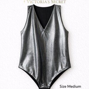 Victoria Sport by Victoria’s Secret Silver Shimmer Bodysuit Medium NWOT Y2K Meta